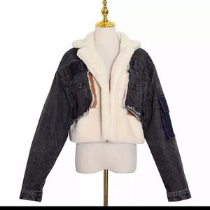 Patchwork denim jacket - black